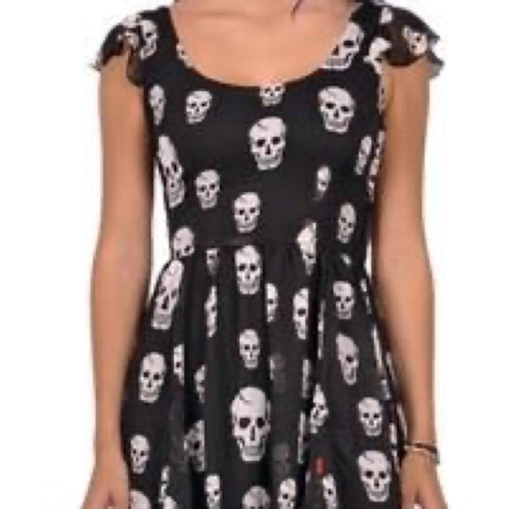 Tripp NYC Black Dress with White Skull Print - Picture 3 of 5